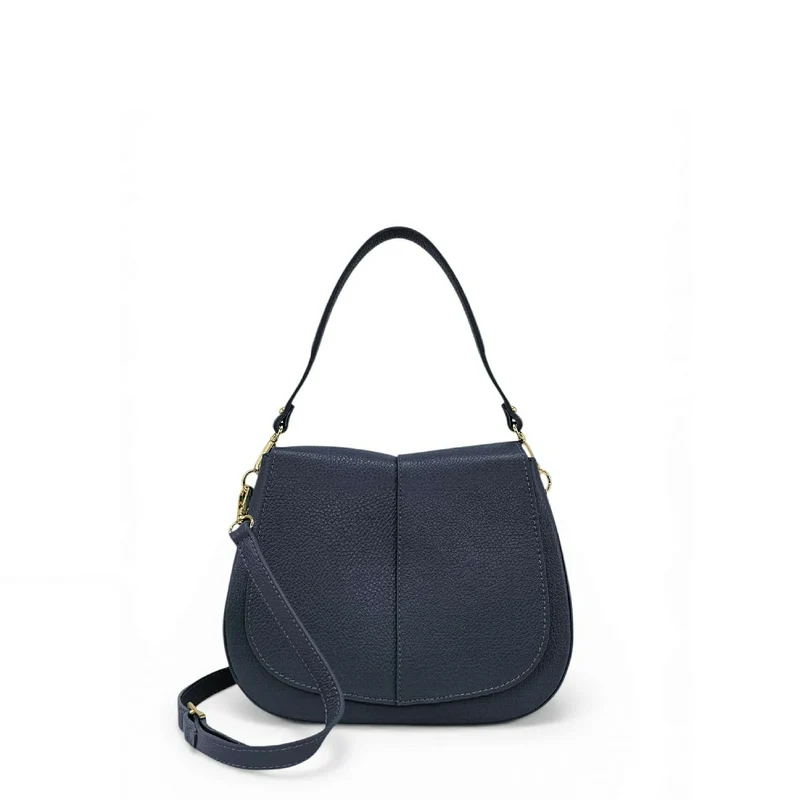 Sac à main en cuir grainé LOUIE Bleu marine