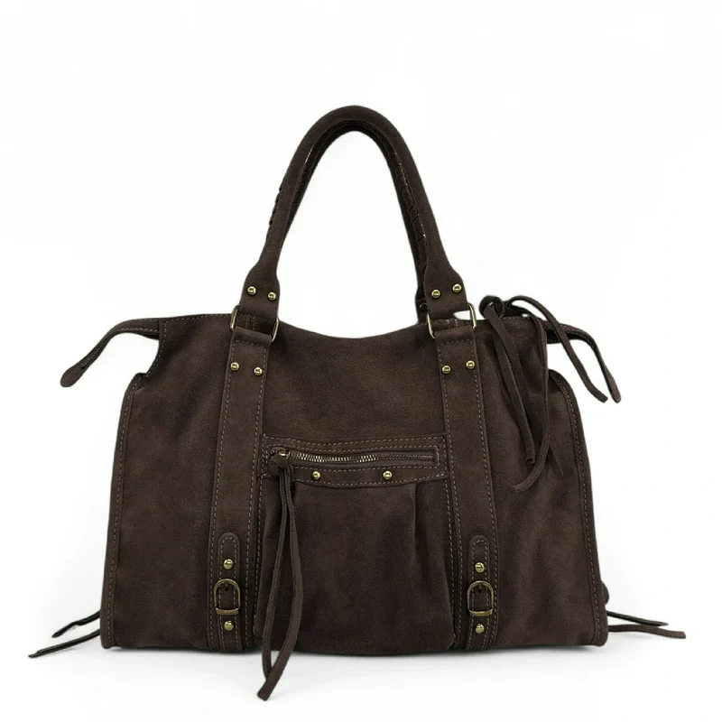 Sac à main en daim STORM SUEDE Marron cacao