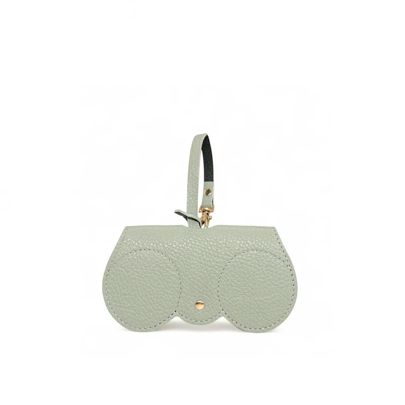 Etui à lunettes en cuir grainé PEANUT Vert amande