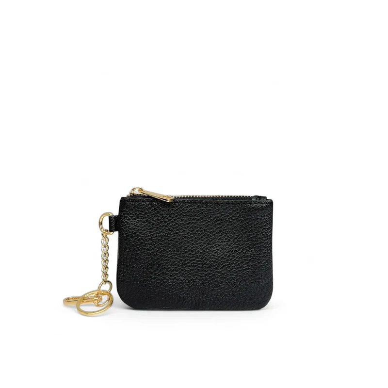 Porte-monnaie porte-clés en cuir grainé POCKET Noir
