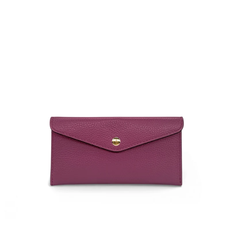 Pochette enveloppe en cuir grainé CLOE Prune
