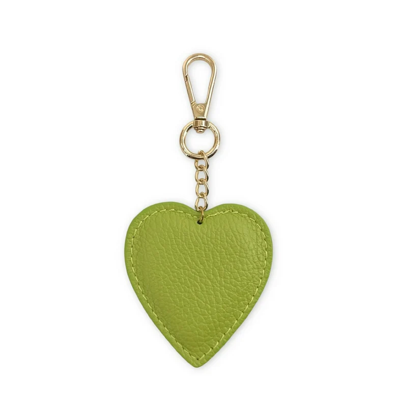 Porte-clés en cuir grainé COEUR Vert matcha