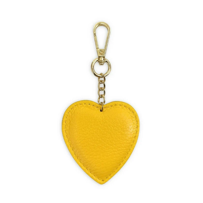Porte-clés en cuir grainé COEUR Soft jaune