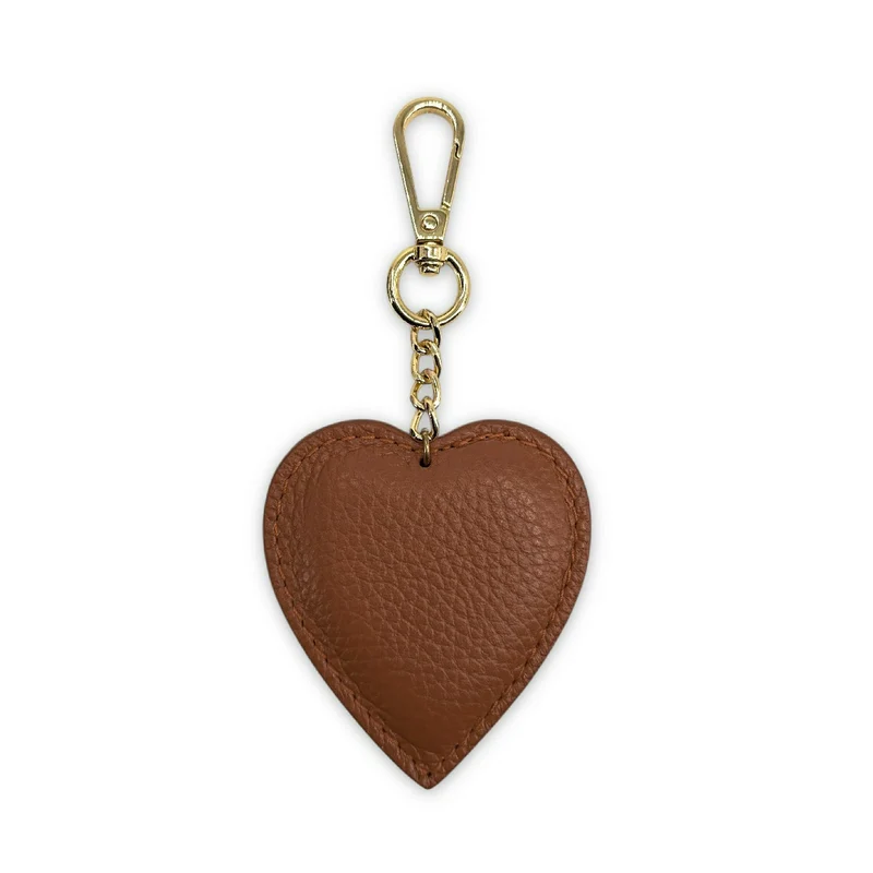 Porte-clés en cuir grainé COEUR Marron Chocolat