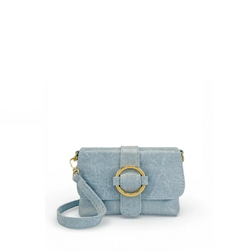 Micro sac en cuir brossé BERLINGOT Bleu pastel