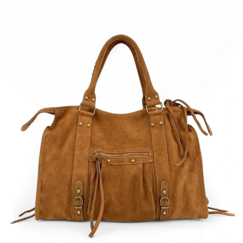 Sac à main en daim STORM SUEDE Marron Camel foncé