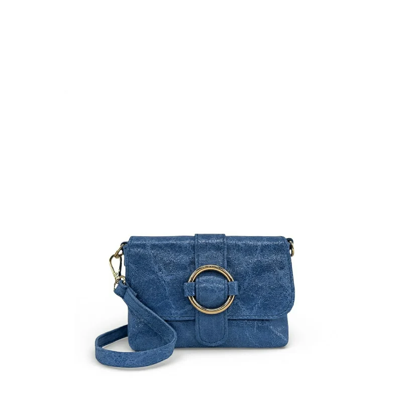 Micro sac en cuir brossé BERLINGOT Bleu denim