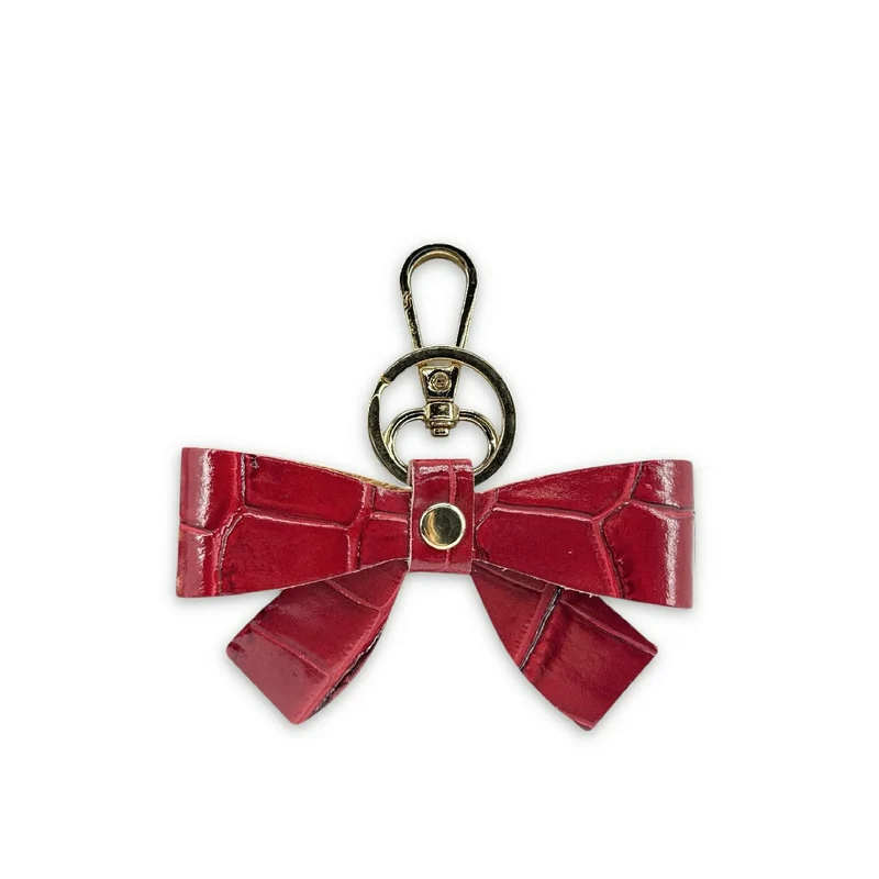 Porte-clés en cuir à motif crocodile FARFALA CROCO Rouge cerise