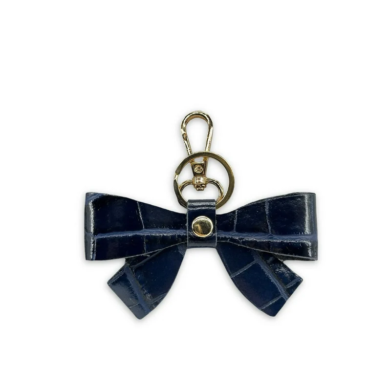 Porte-clés en cuir à motif crocodile FARFALA CROCO Bleu marine