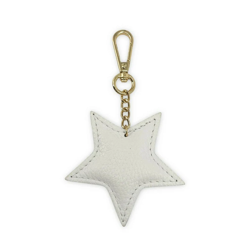 Porte-clés en cuir grainé ETOILE Blanc