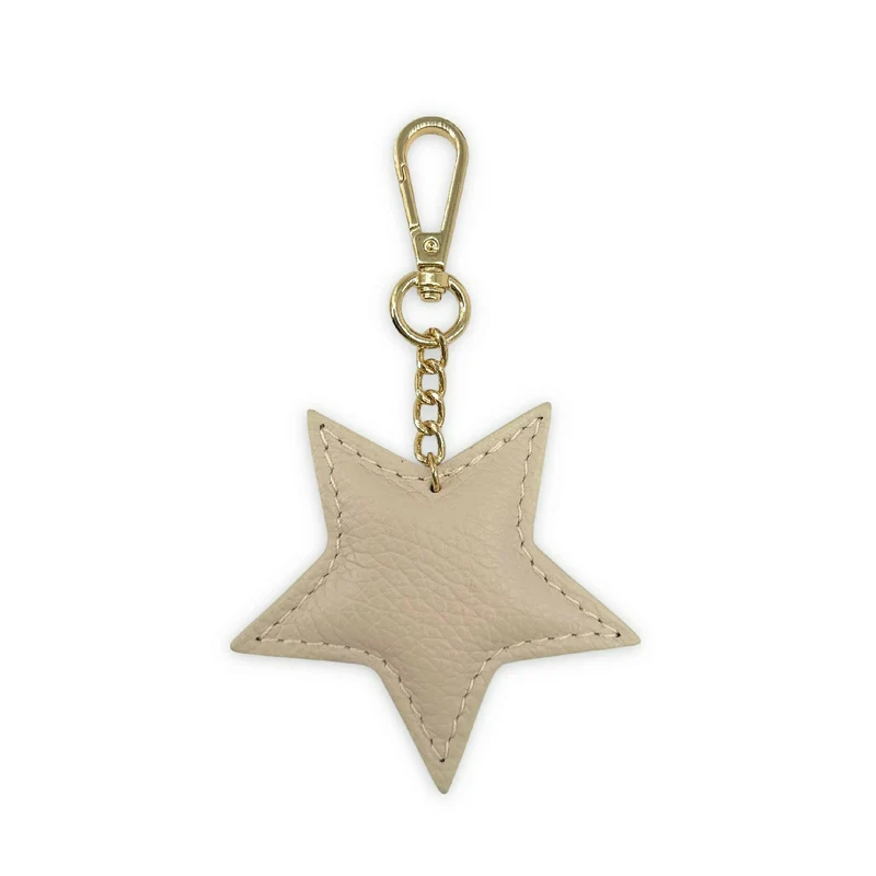 Porte-clés en cuir grainé ETOILE Beige crème