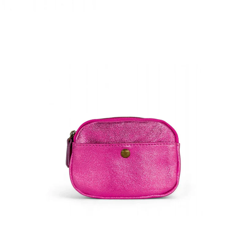 Pochette porte-monnaie en cuir irisé ZIPPY Rose fuchsia