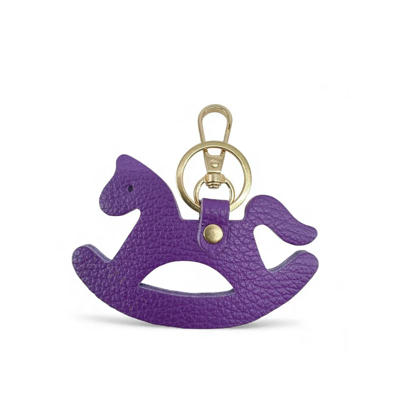 Porte-clés en cuir grainé ROCKY PONY Violet
