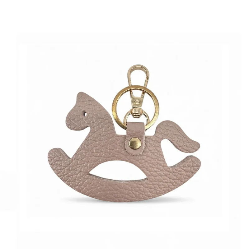 Porte-clés en cuir grainé ROCKY PONY Rose nude