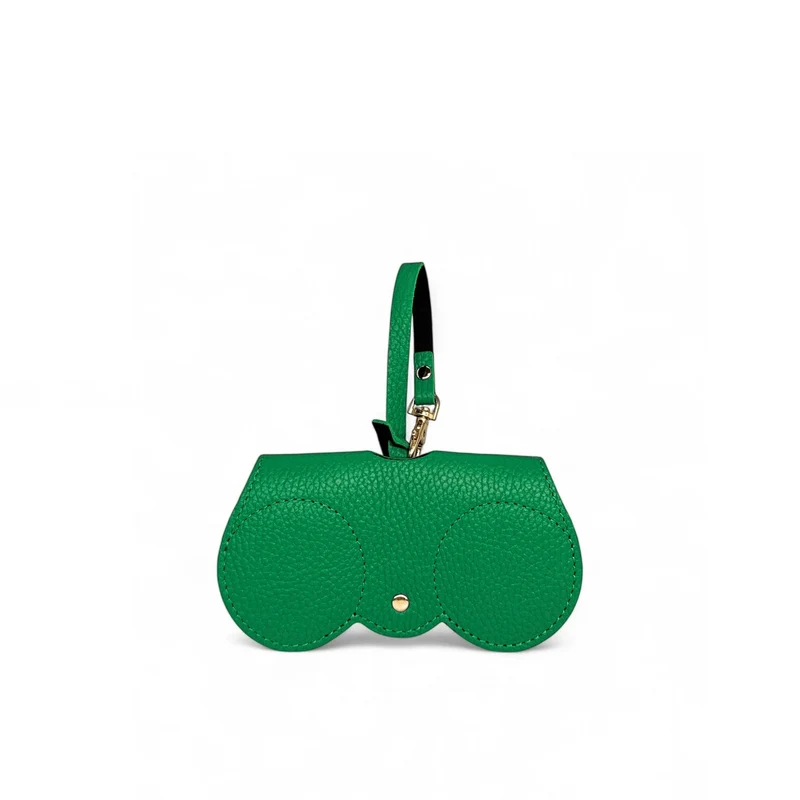 Etui à lunettes en cuir grainé PEANUT Vert anglais
