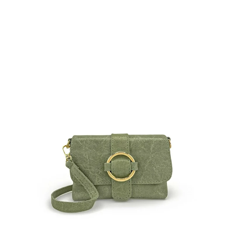 Micro sac en cuir brossé BERLINGOT Vert amande