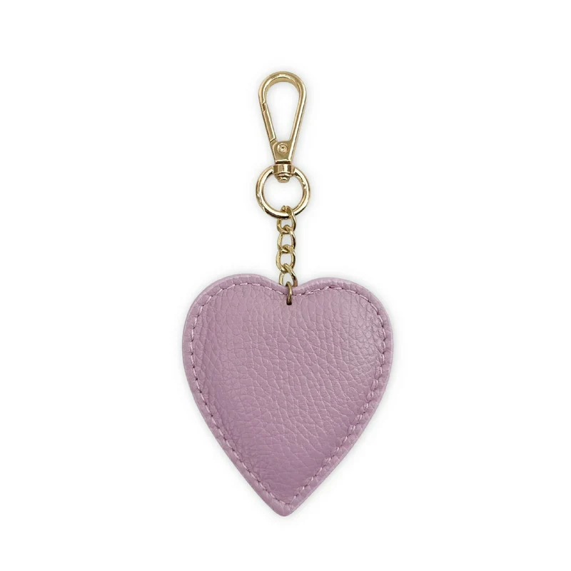 Porte-clés en cuir grainé COEUR Lilas