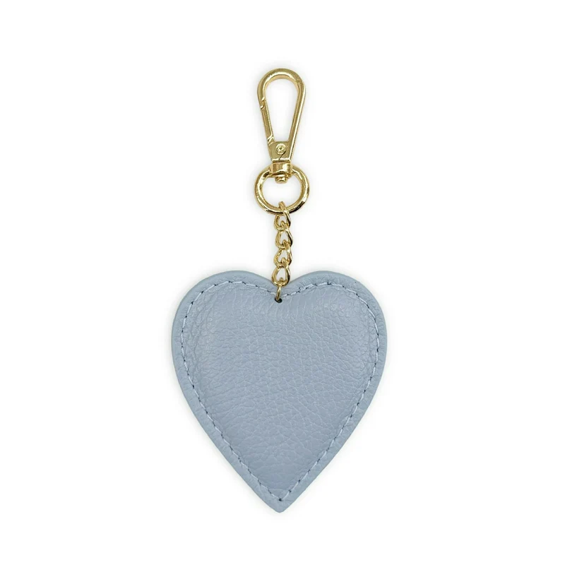 Porte-clés en cuir grainé COEUR Bleu pastel