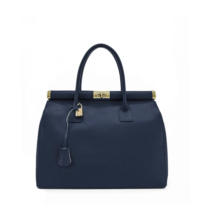 Sac à main en cuir grainé TROCADERO Bleu marine