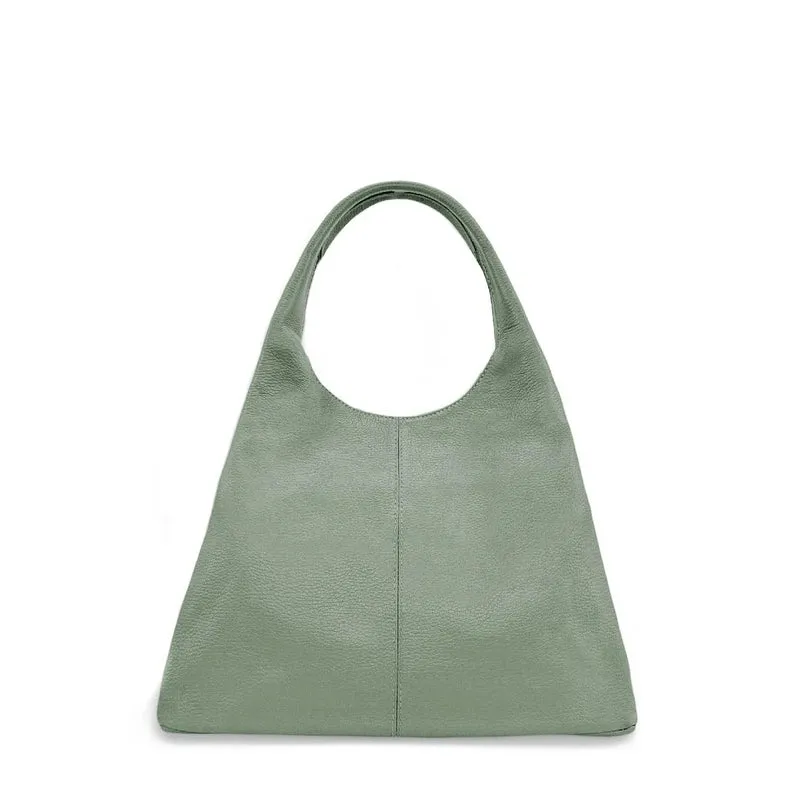 Sac porté épaule en cuir grainé BOSTON Vert amande