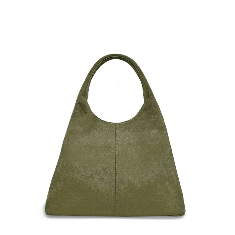Sac porté épaule en cuir grainé BOSTON Kaki