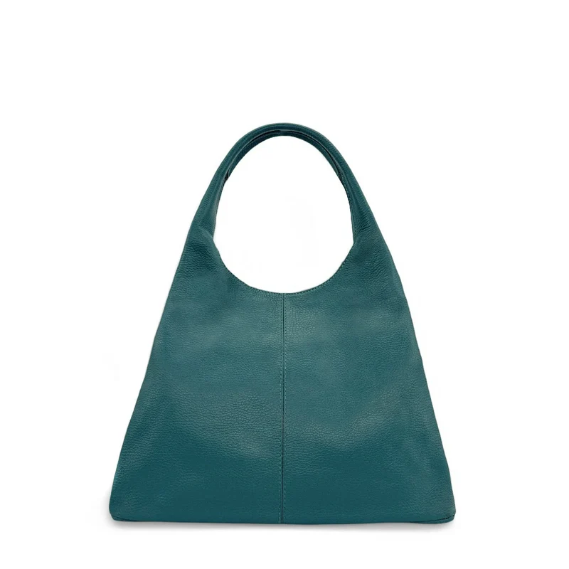 Sac à main en cuir grainé BOSTON Bleu vert canard
