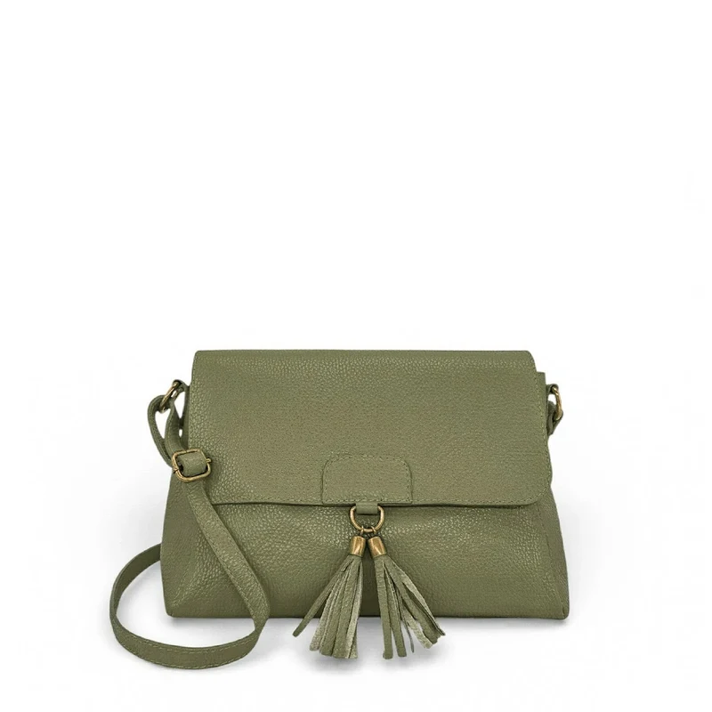 Sac bandoulière en cuir grainé SAIGON Kaki