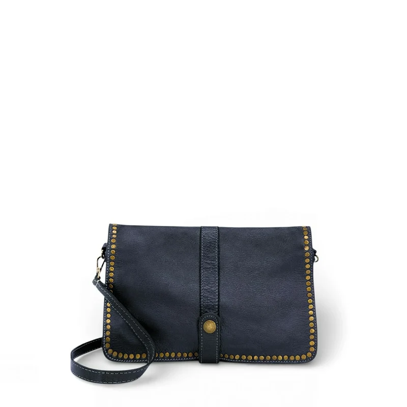 Sac besace en cuir vintage MISS K Bleu marine