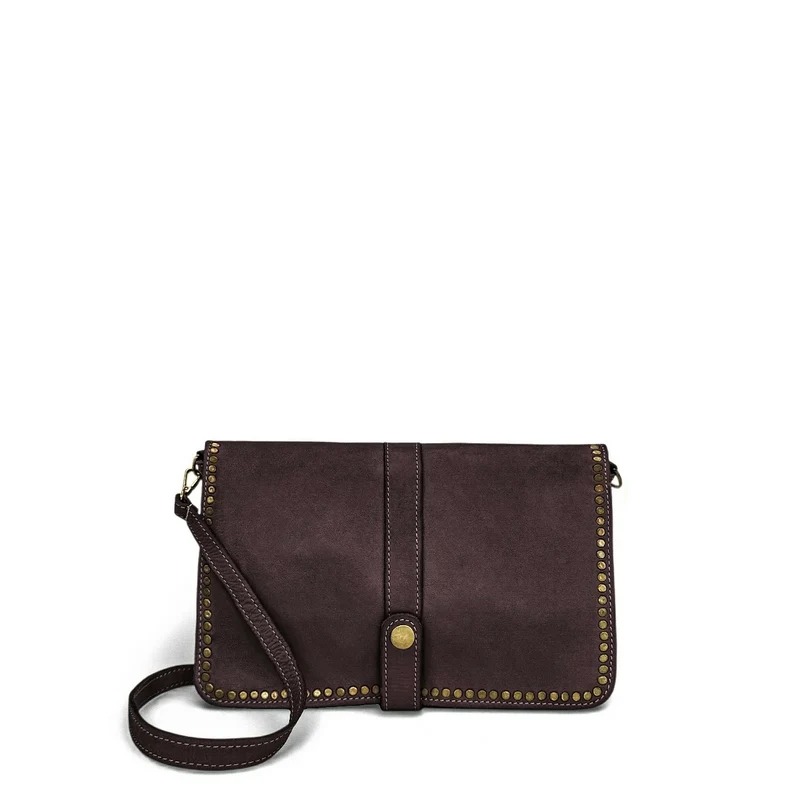 Sac besace en cuir vintage MISS K Marron Chocolat