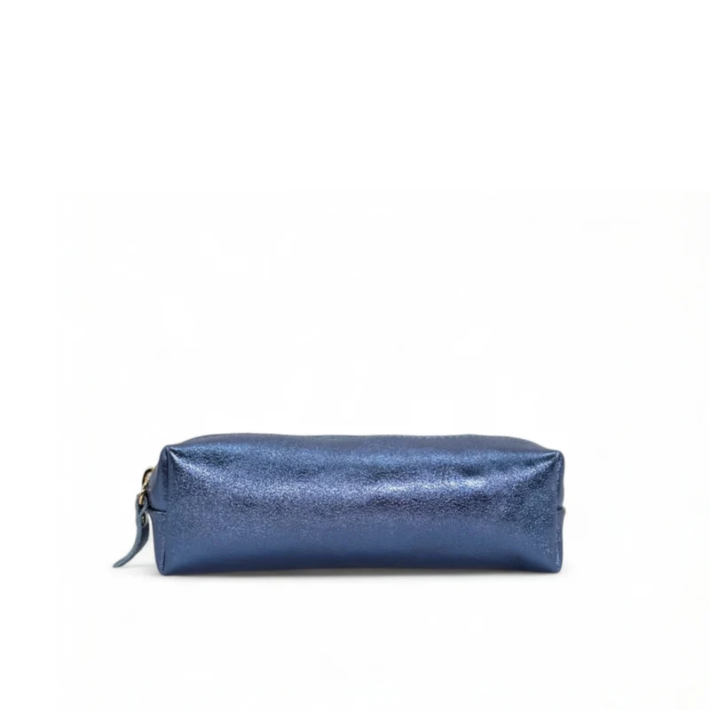 Trousse en cuir irisé TICTOC GLOW Bleu denim