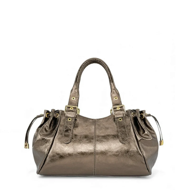 Sac bowling en cuir métallisé PRINCESSE GLOW Champagne