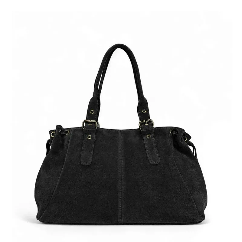 Sac bowling en daim PRINCESSE SUEDE XL BRASS Noir