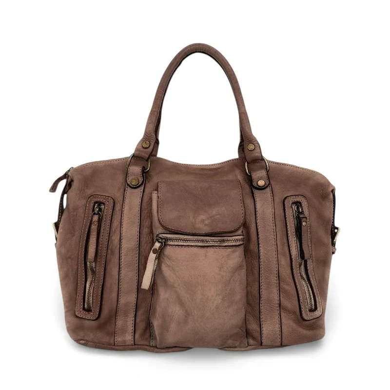Sac porté épaule en cuir vintage MISS MY Moka