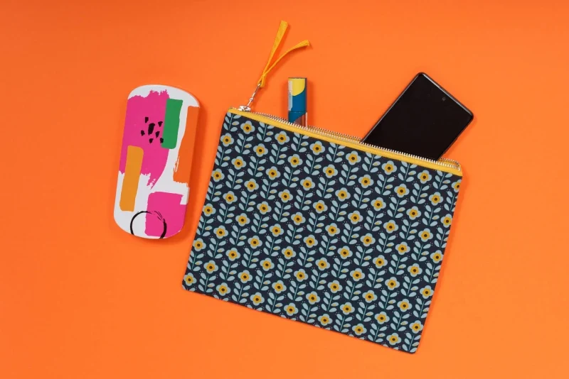 Pochette zippée bleue