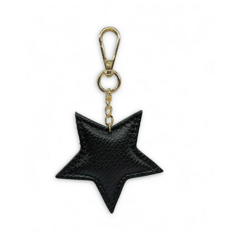 Porte-clés en cuir grainé ETOILE Noir