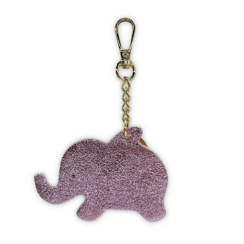 Porte clés ELEPHANT ROSE en cuir irisé DELIRIUM TREMENS Rose pâle