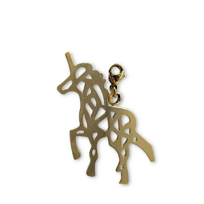 Charm de sac à main licorne en métal doré UNICORN