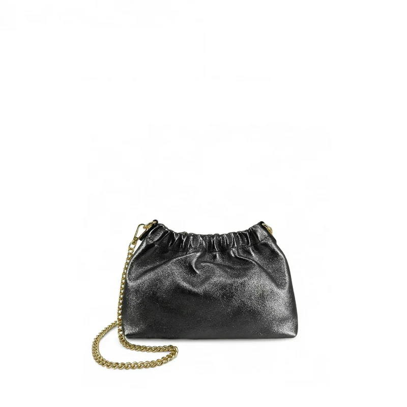 Sac pouch en cuir irisé LA POUCHINETTE Noir irisé