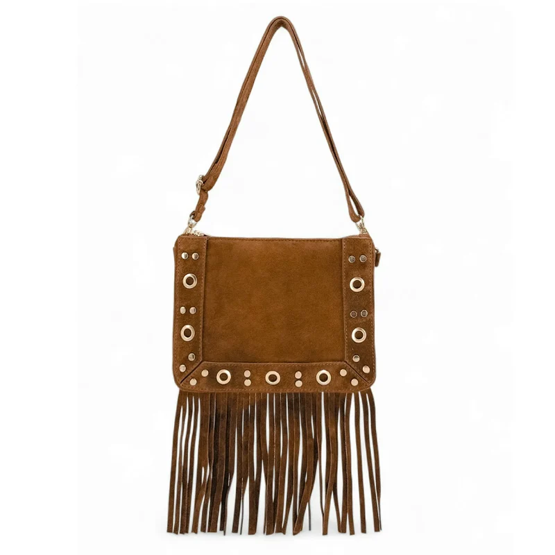 Sac besace en croûte de cuir YEPA Camel foncé