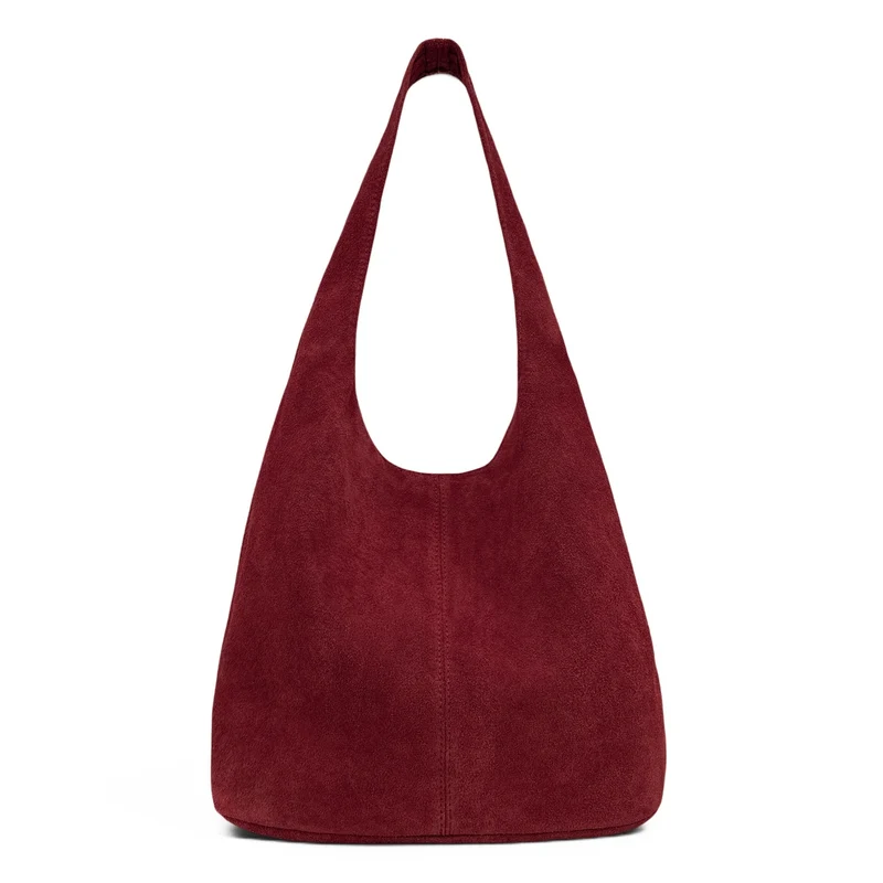 Sac à main de forme HOBO en daim EVA Rouge Bordeaux