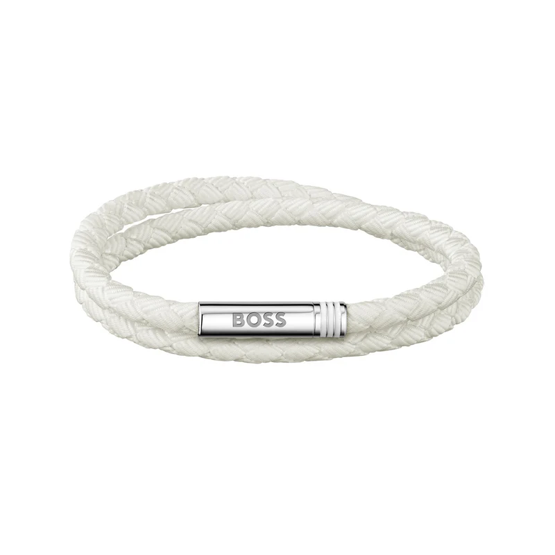 Hugo Boss Fibre Synthétique Blanc Homme Bracelet Tressé HBJ1580798