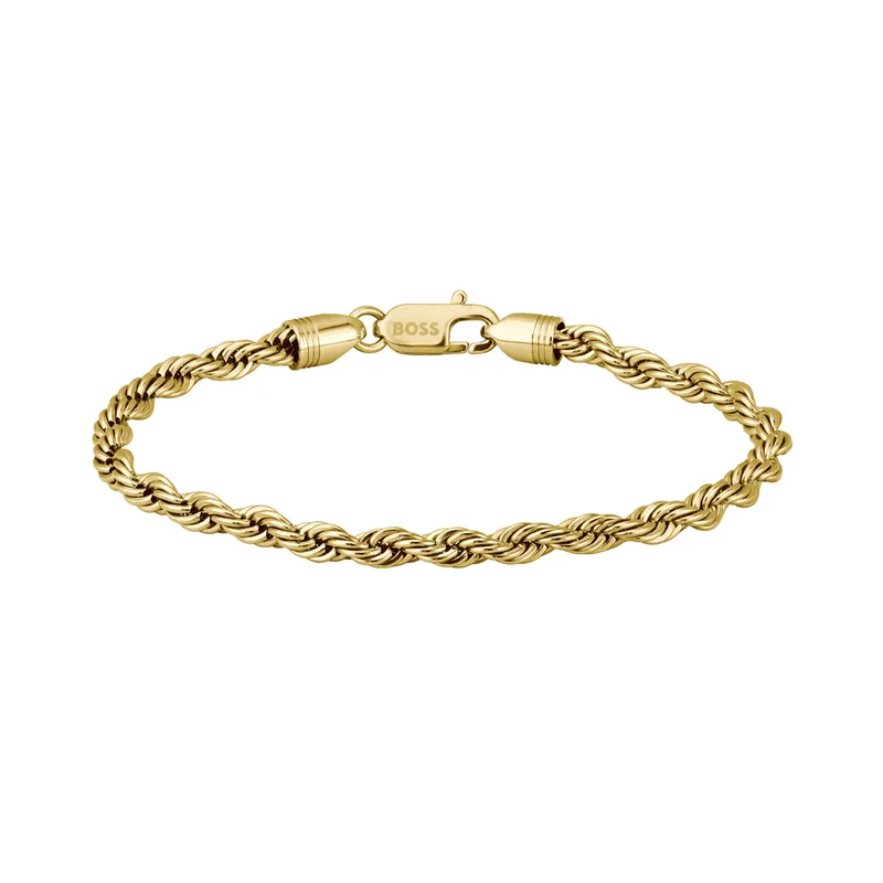 Hugo Boss Acier Inoxydable Doré Homme Bracelet Chaîne HBJ1580810M