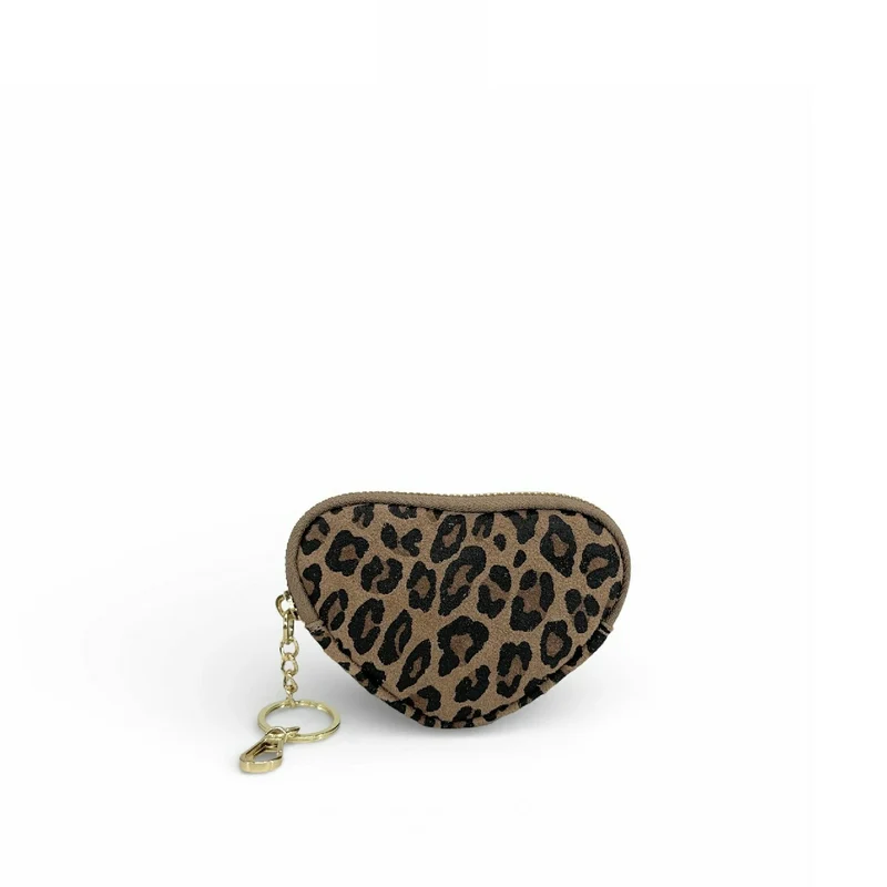 Porte-monnaie porte-clés en cuir à motifs SWEETIE Léopard
