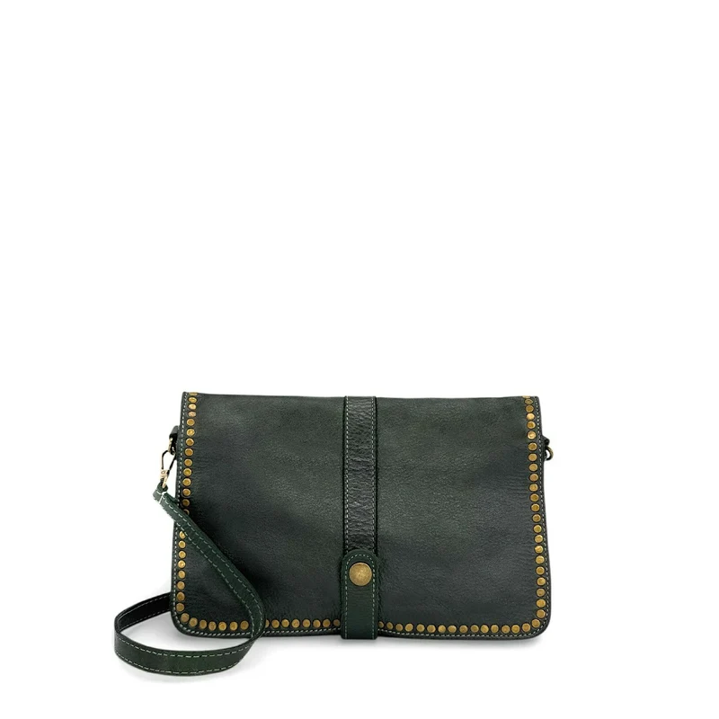 Sac besace en cuir vintage MISS K Vert forêt