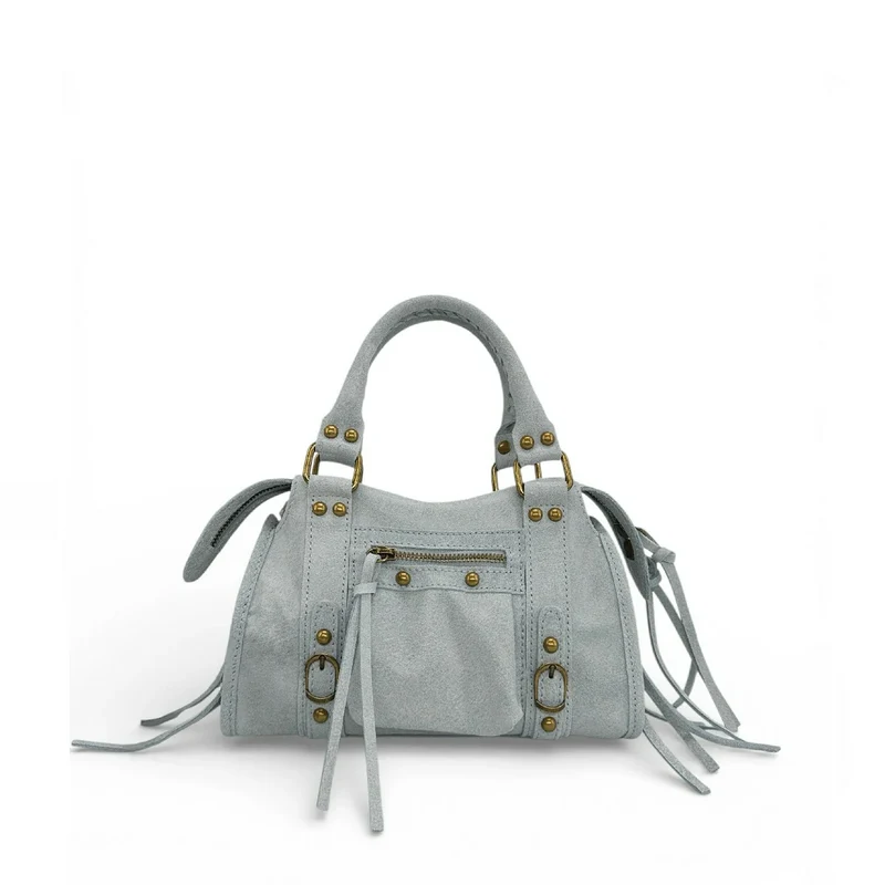 Mini-sac bowling en cuir mat brossé SANDSTORM MINI Bleu pastel