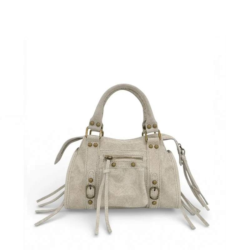 Mini-sac bowling en cuir mat brossé SANDSTORM MINI Beige crème