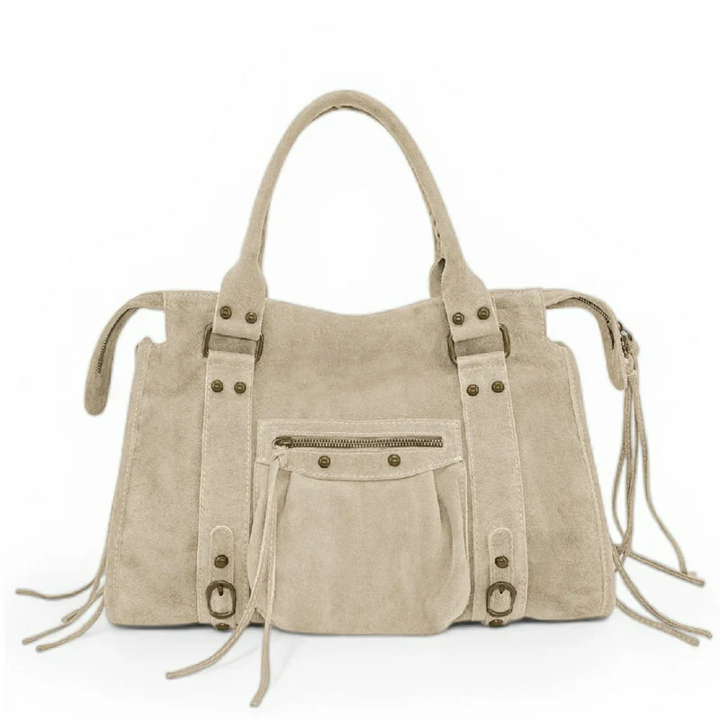 Sac à main en daim STORM SUEDE Beige crème