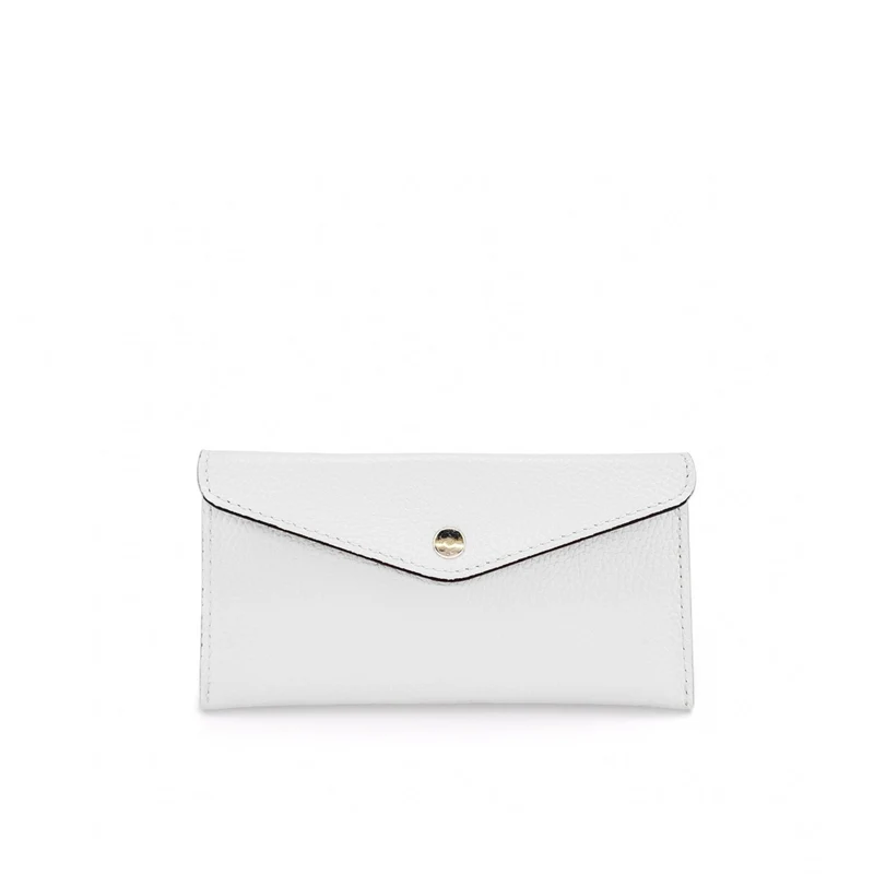 Pochette enveloppe en cuir grainé CLOE Blanc