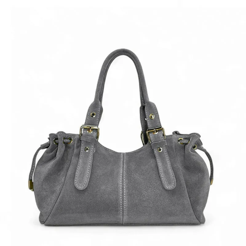 Sac bowling en daim PRINCESSE SUEDE Gris pigeon