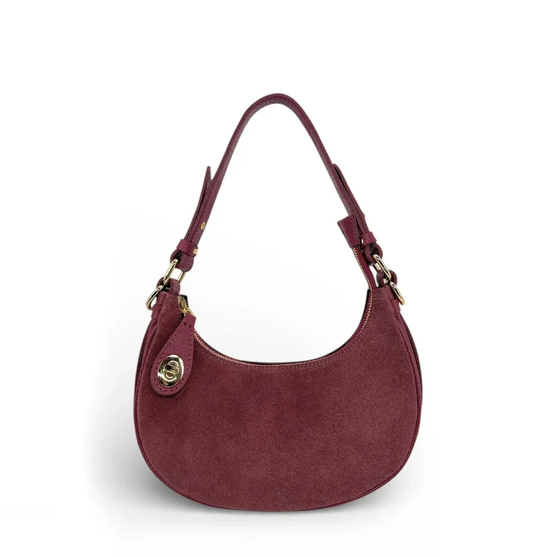 Sac à main demi-lune en daim MUNE Rouge Bordeaux